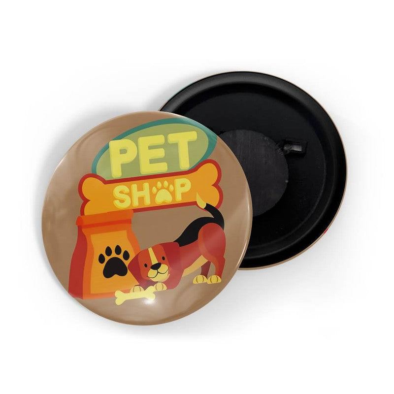 dhcrafts Brown color Round Fridge Magnet Pet Shop D3 Glossy Finish Design Pack of 1 (58 mm)